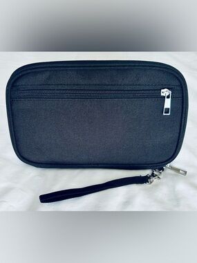 Black Zippered Travel Document Organizer With RFID Protection